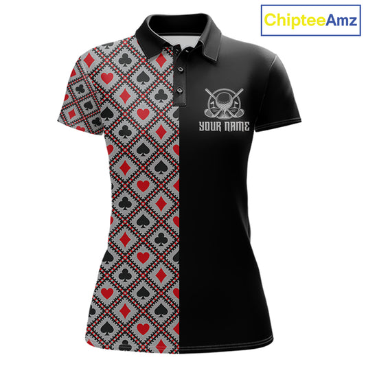 Personalized Womens Golf Polo Shirt Custom Name Poker Cards Golfer Jersey Golf Team Uniform NYN4675
