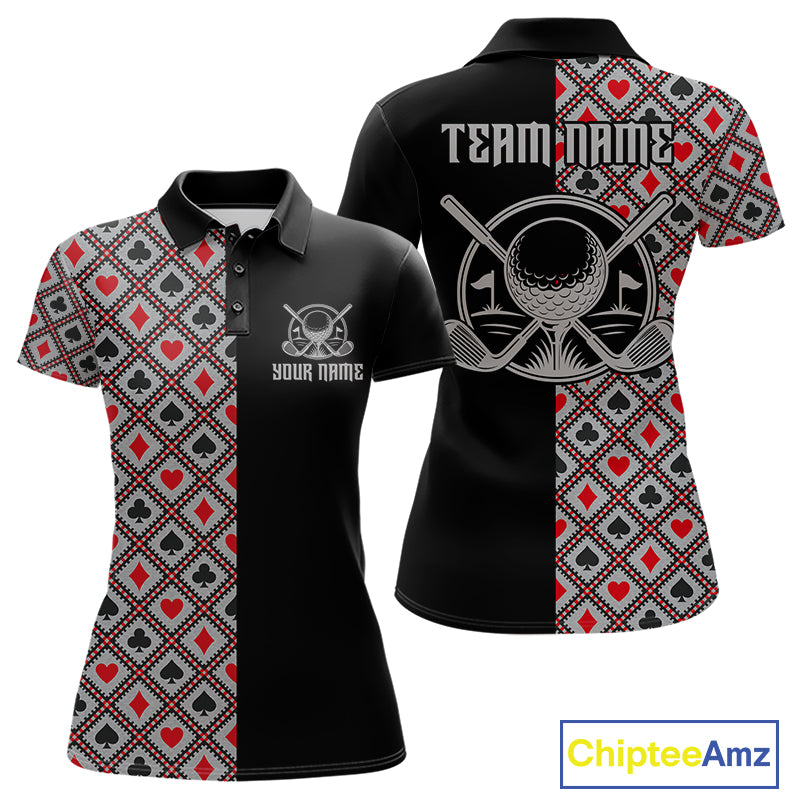 Personalized Womens Golf Polo Shirt Custom Name Poker Cards Golfer Jersey Golf Team Uniform NYN4675