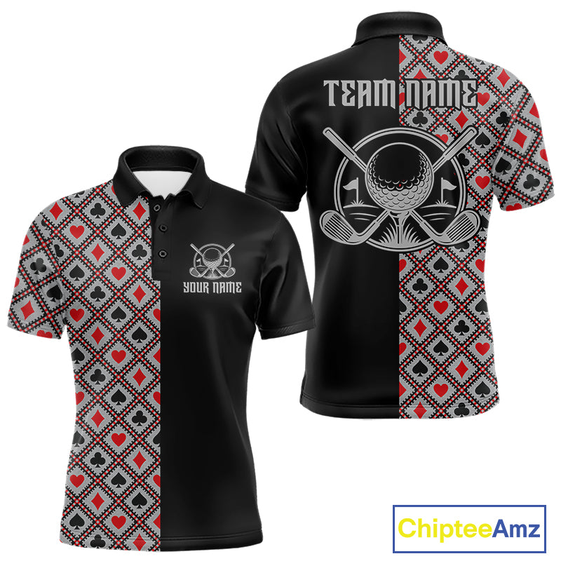 Personalized Mens Golf Polo Shirt Custom Name Poker Cards Golfer Jersey Golf Team Uniform NYN4675