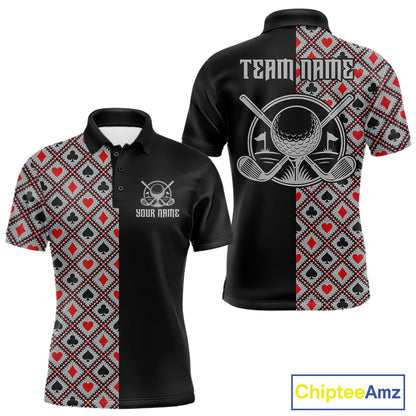 Personalized Mens Golf Polo Shirt Custom Name Poker Cards Golfer Jersey Golf Team Uniform NYN4675