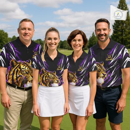 Mens Scratch Tiger Golf Polo Shirt Custom Purple Thunder Tiger Golf Team Golf Tournament Apparel NYN4684