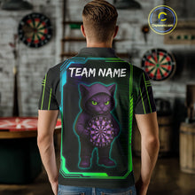 Load image into Gallery viewer, Lightning Cat Tech Green &amp; Blue Neon Dartboard Men&#39;s Dart Polo Shirt Funny Dart Jerseys NYN1792