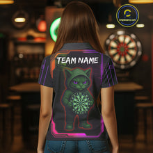 Load image into Gallery viewer, Lightning Cat Tech Purple &amp; Blue Neon Dartboard Women Dart Polo Shirt Funny Dart Jerseys NYN1793