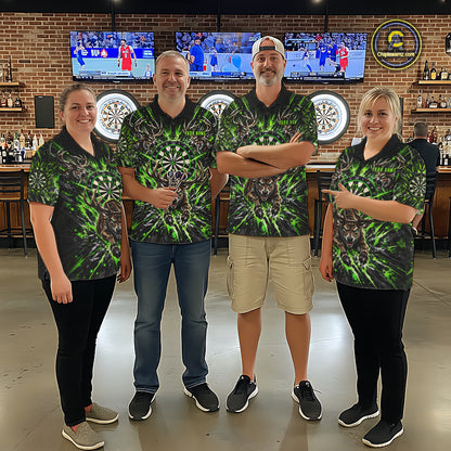 Personalized Horror Deer Darts Polo 1/4-Zip Shirt For Men Custom Green Splatter Darts Team Jersey NYN5050