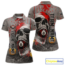 Load image into Gallery viewer, Grunge Skull Billiard Pool Shirts For Women Custom Red Dripping Ball 8 Billiard Team Jerseys NYN2301