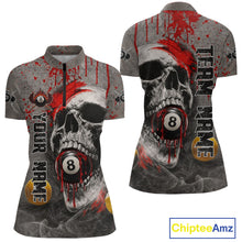 Load image into Gallery viewer, Grunge Skull Billiard Pool Shirts For Women Custom Red Dripping Ball 8 Billiard Team Jerseys NYN2301