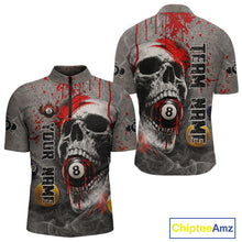 Load image into Gallery viewer, Grunge Skull Billiard Pool Shirts For Men Custom Red Dripping Ball 8 Billiard Team Jerseys NYN2301