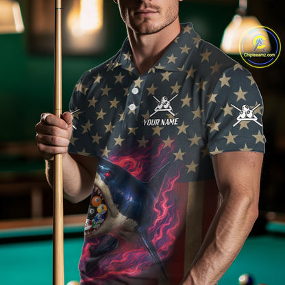 Funny Shark Colorful Billiard Balls Shirts For Men Custom Ball 8 Billiard League Jerseys NYN2305