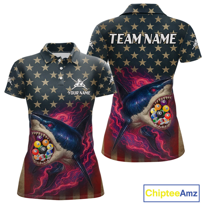 Funny Shark Colorful Billiard Balls Shirts For Women Custom Ball 8 Billiard League Jerseys NYN2305