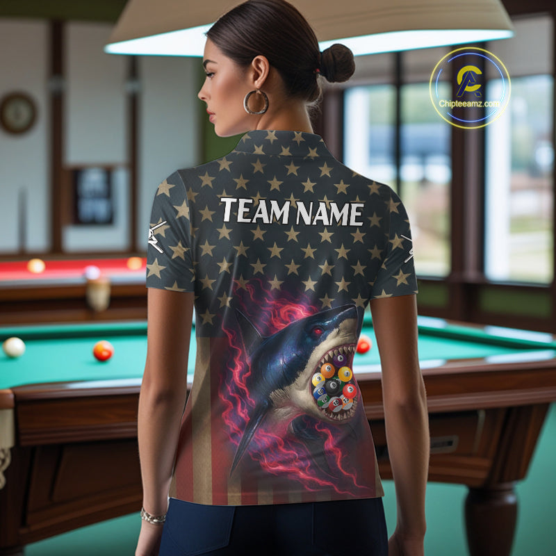 Funny Shark Colorful Billiard Balls Shirts For Women Custom Ball 8 Billiard League Jerseys NYN2305