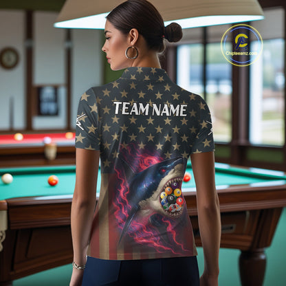 Funny Shark Colorful Billiard Balls Shirts For Women Custom Ball 8 Billiard League Jerseys NYN2305