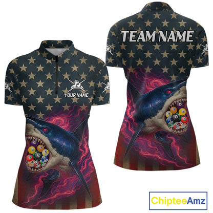 Funny Shark Colorful Billiard Balls Shirts For Women Custom Ball 8 Billiard League Jerseys NYN2305