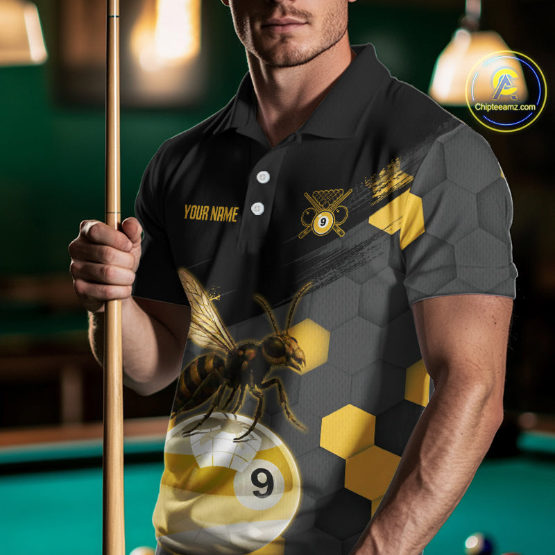 Bee & Ball 9 Pool Billiard Team Shirts For Men Custom Funny Billiard League Jerseys NYN2306