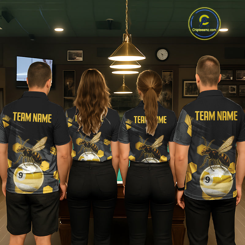 Bee & Ball 9 Pool Billiard Team Shirts For Men Custom Funny Billiard League Jerseys NYN2306