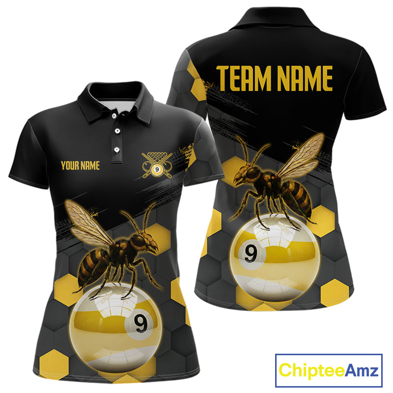 Bee & Ball 9 Pool Billiard Team Shirts For Women Custom Funny Billiard League Jerseys NYN2306