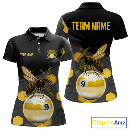 Bee & Ball 9 Pool Billiard Team Shirts For Women Custom Funny Billiard League Jerseys NYN2306