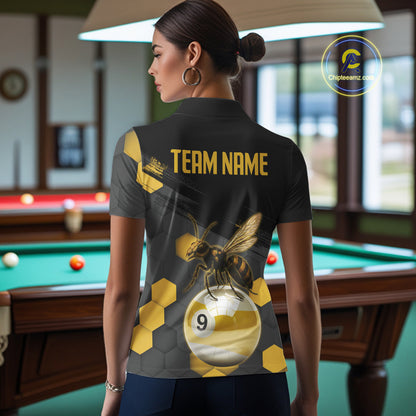 Bee & Ball 9 Pool Billiard Team Shirts For Women Custom Funny Billiard League Jerseys NYN2306