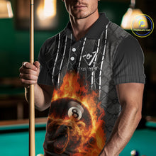 Load image into Gallery viewer, Red Flaming 8 Ball Billiard League Shirts For Men Custom Funny Bear Billiard Team Jerseys NYN2307