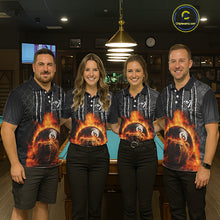 Load image into Gallery viewer, Red Flaming 8 Ball Billiard League Shirts For Men Custom Funny Bear Billiard Team Jerseys NYN2307