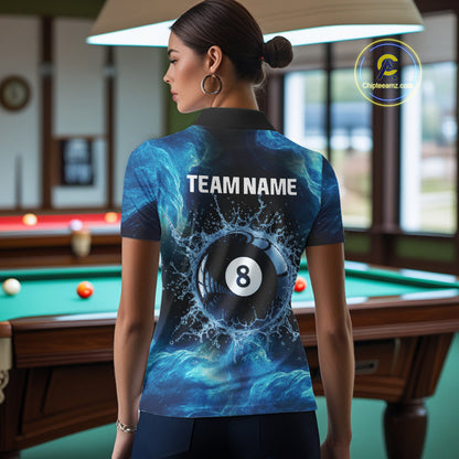 Personalized Ball 8 Billiard Polo & Quarter-Zip Shirt For Women 8 Ball Billiard Team Jersey NYN2310