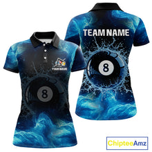 Load image into Gallery viewer, Personalized Ball 8 Billiard Polo &amp; Quarter-Zip Shirt For Women 8 Ball Billiard Team Jersey NYN2310