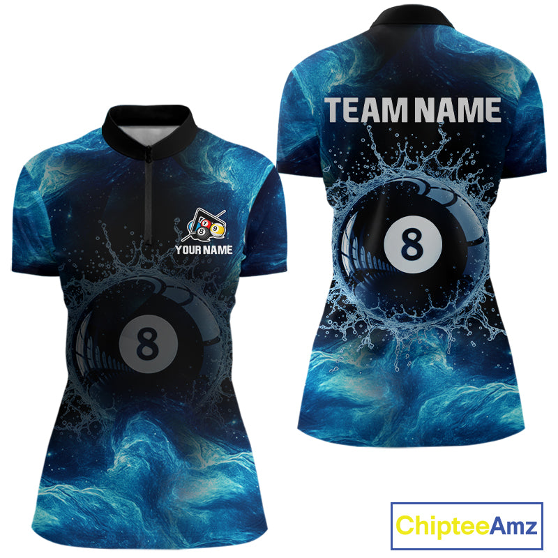 Personalized Ball 8 Billiard Polo & Quarter-Zip Shirt For Women 8 Ball Billiard Team Jersey NYN2310