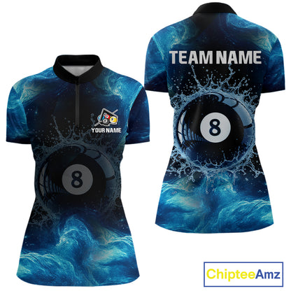 Personalized Ball 8 Billiard Polo & Quarter-Zip Shirt For Women 8 Ball Billiard Team Jersey NYN2310