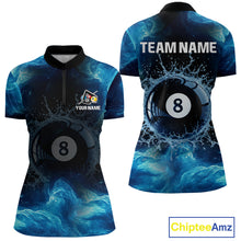 Load image into Gallery viewer, Personalized Ball 8 Billiard Polo &amp; Quarter-Zip Shirt For Women 8 Ball Billiard Team Jersey NYN2310