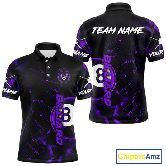 Purple Geometric Wolf 8 Ball Pool Claws Men Billiard Shirt Personalized Pool Balls Billiard Attire NYN2739