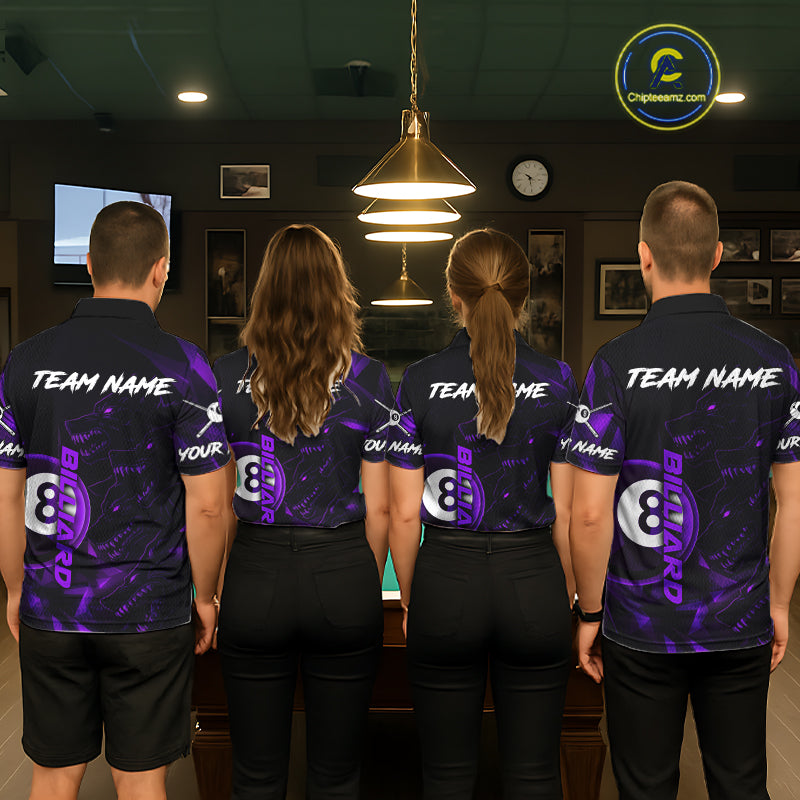 Purple Geometric Wolf 8 Ball Pool Claws Men Billiard Shirt Personalized Pool Balls Billiard Attire NYN2739