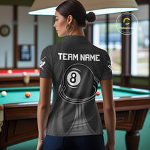 Load image into Gallery viewer, Black 8 Ball Pool Billiard Polo &amp; Quarter-Zip Shirt For Women Personalized Ball Billiard Team Attire NYN2746