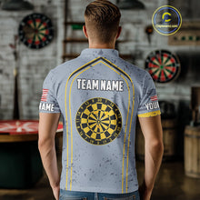 Load image into Gallery viewer, Custom Grey And Yellow US Flag Dartboard Dart Shirts For Men Patriotic Dart Team Jerseys NYN0042