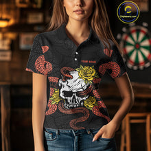 Load image into Gallery viewer, Custom Orange Cobra Roses Skull Dartboards Dart Shirts For Women, Dart Team Jerseys NYN0044
