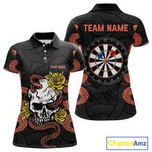 Load image into Gallery viewer, Custom Orange Cobra Roses Skull Dartboards Dart Shirts For Women, Dart Team Jerseys NYN0044