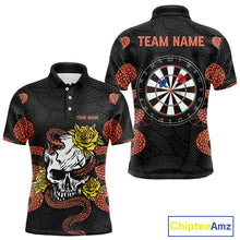 Load image into Gallery viewer, Custom Orange Cobra Roses Skull Dartboards Dart Shirts For Men, Dart Team Jerseys NYN0044