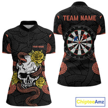 Load image into Gallery viewer, Custom Orange Cobra Roses Skull Dartboards Dart Shirts For Women, Dart Team Jerseys NYN0044