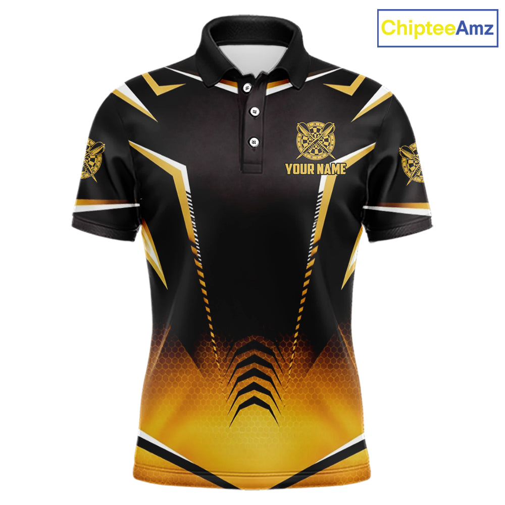 Personalized Yellow Dartboard Crown Darts Polo & 1/4-Zip Shirt For Men Dart Team Dart Jerseys NYN2956