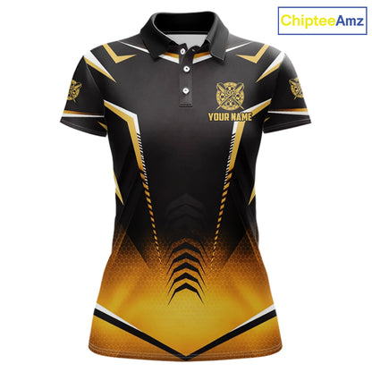 Personalized Yellow Dartboard Crown Darts Polo & 1/4-Zip Shirt For Women Dart Team Dart Jerseys NYN2956