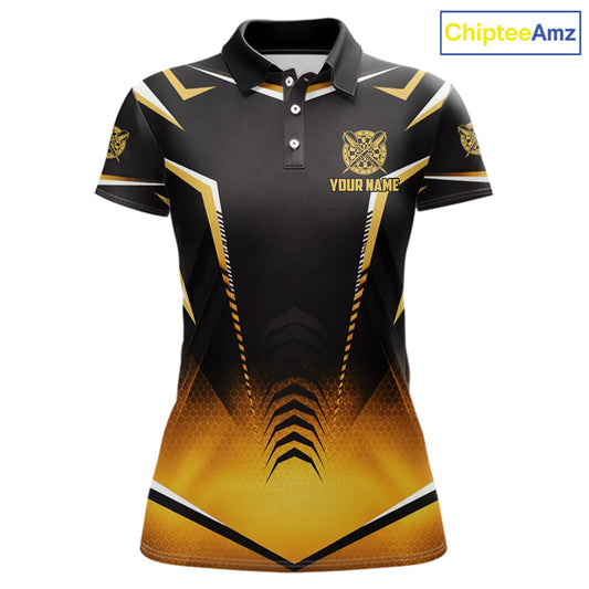 Personalized Yellow Dartboard Crown Darts Polo & 1/4-Zip Shirt For Women Dart Team Dart Jerseys NYN2956