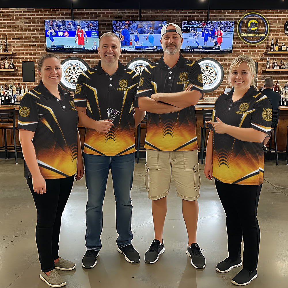 Personalized Yellow Dartboard Crown Darts Polo & 1/4-Zip Shirt For Women Dart Team Dart Jerseys NYN2956