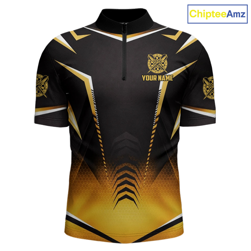Personalized Yellow Dartboard Crown Darts Polo & 1/4-Zip Shirt For Men Dart Team Dart Jerseys NYN2956
