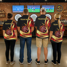 Load image into Gallery viewer, Personalized Red Flaming Thunder Darts Polo &amp; 1/4-Zip Shirt For Women Gold Dart Team Dart Jerseys NYN2957
