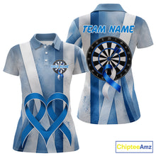 Load image into Gallery viewer, White and blue grunge ribbon dartboard shirt for women prostate cancer jersey
