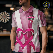 Load image into Gallery viewer, White &amp; Pink Grunge Ribbon Dartboard Dart Shirt For Men Custom Breast Cancer Dart Team Jerseys NYN3353