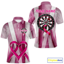 Load image into Gallery viewer, White and pink grunge ribbon dartboard shirt for men breast cancer jersey