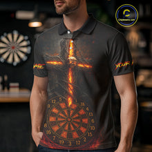 Load image into Gallery viewer, Custom Flames Skull Dartboard Halloween Polo Dart Shirt For Men Outfits Dart Team Jersey NYN0871