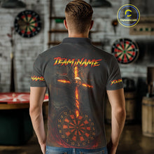 Load image into Gallery viewer, Custom Flames Skull Dartboard Halloween Polo Dart Shirt For Men Outfits Dart Team Jersey NYN0871