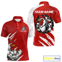 Load image into Gallery viewer, Custom White And Red Rooster Dartboard Dart Men Polo Shirt Funny Dart Team Jerseys NYN1540