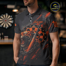 Load image into Gallery viewer, Custom Orange Grunge Tiger Dartboard Horror Dart Men Polo Shirt Outfits Dart Jerseys NYN1542