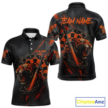 Load image into Gallery viewer, Custom Orange Grunge Tiger Dartboard Horror Dart Men Polo Shirt Outfits Dart Jerseys NYN1542